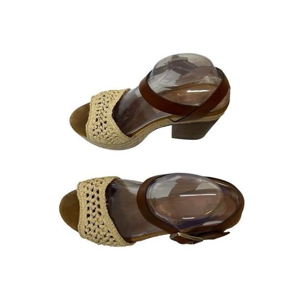 CASTAÑER Leather Colorblock Neutral Pattern Chunky Block Heel Sandals - Picture 14 of 16